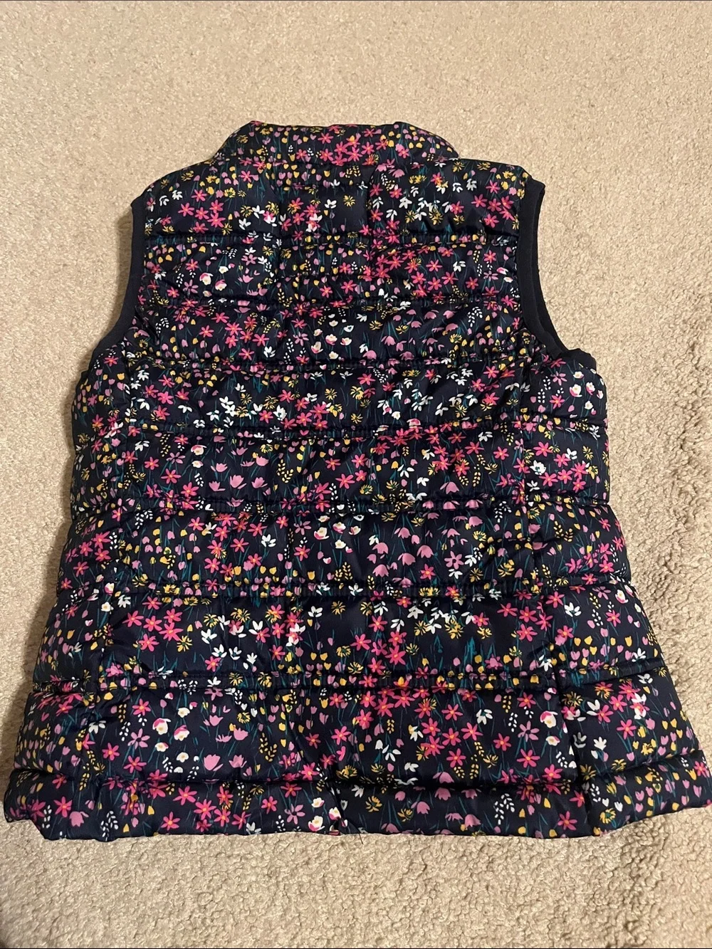Gap Girls’ Navy Floral Quilted Vest